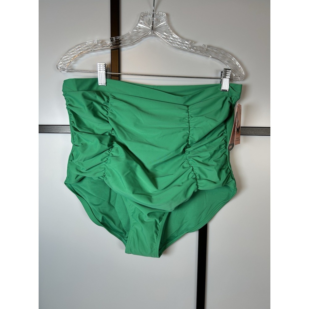 Shapermint Women's High-Waisted Control Bikini Bottom Green 3XL